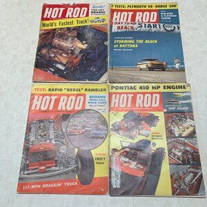 Vintage Lot Of (4) 1950's Hot Rod Magazines